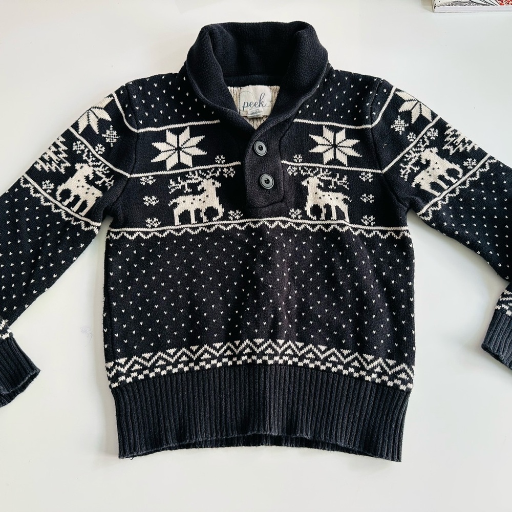 Peek Black and White Fair Isle Sweater